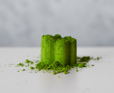 Blend Jizo matcha powder on background